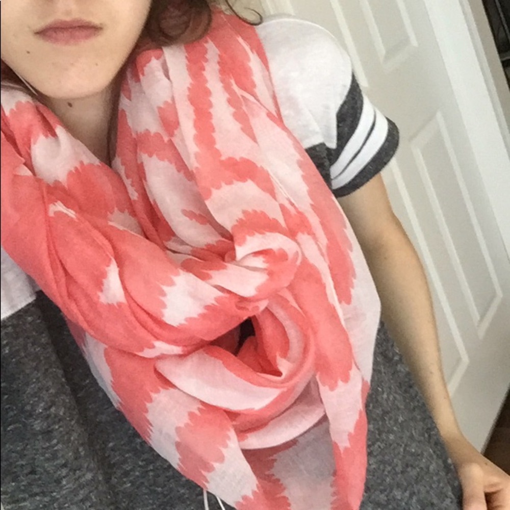 very big flowy, orange and white boutique scarf